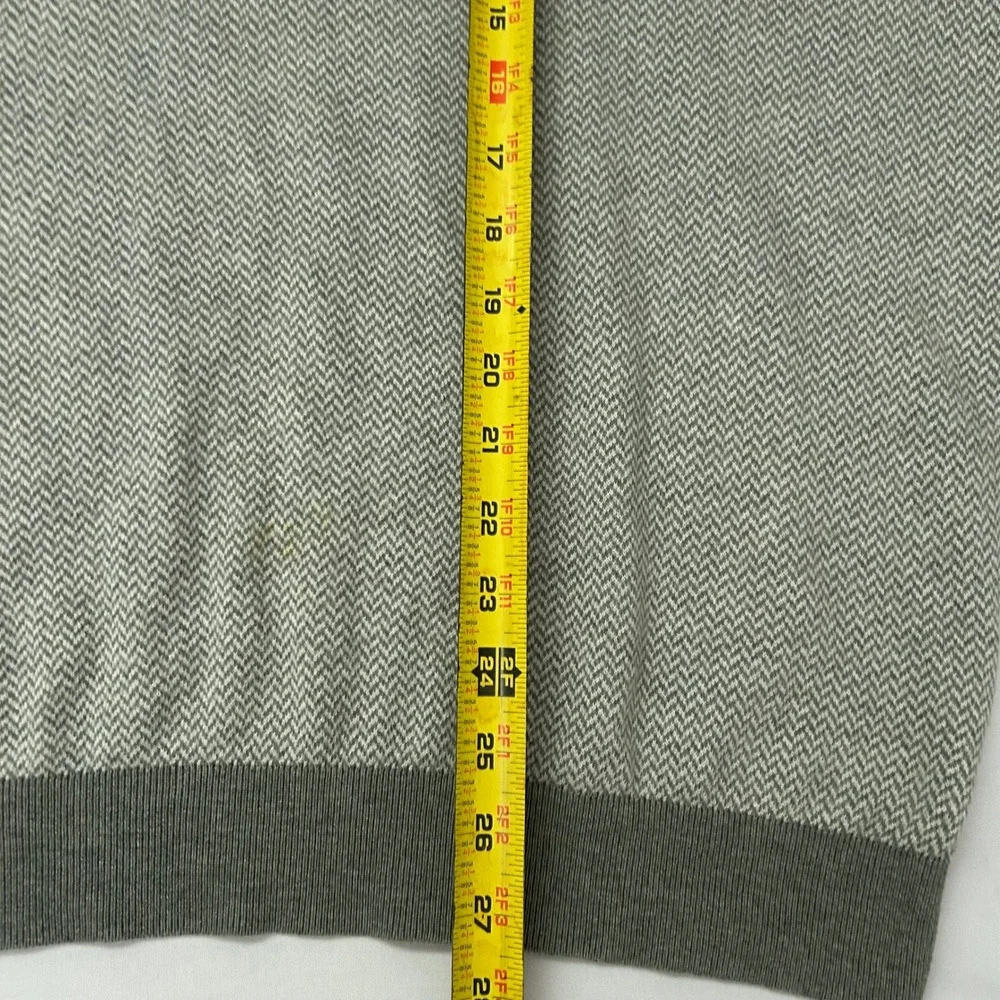 Polo Ralph Lauren Sweater Mens XL Gray Herringbone V-Neck Pima Cotton Pony Logo